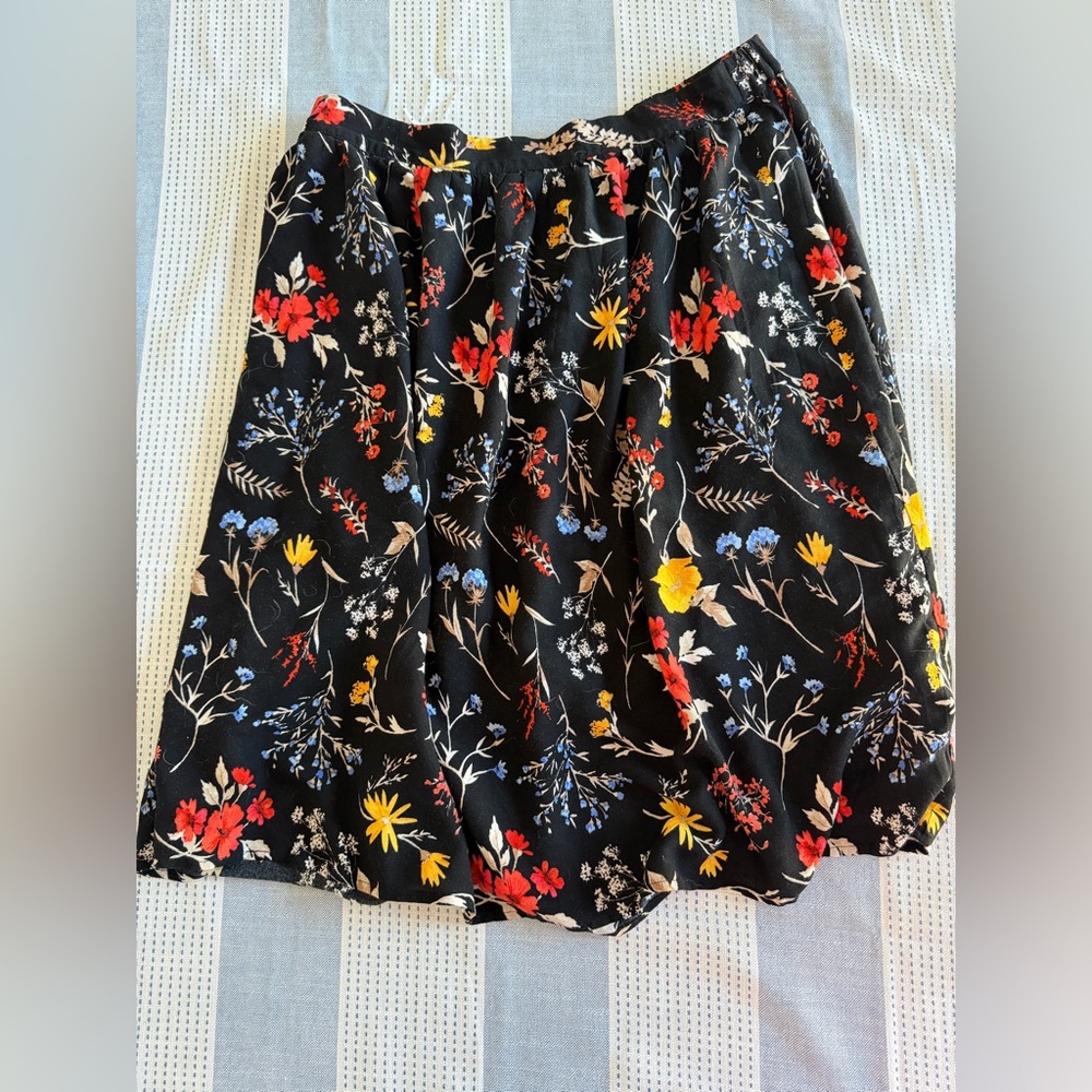 Old Navy Black Floral A-Line Skirt